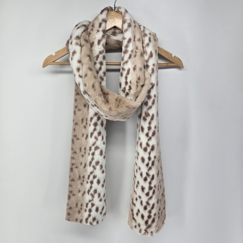 Tourance Scarf Womens Tan Animal Leopard Print Faux Fur Luxury Winter Wrap Plush